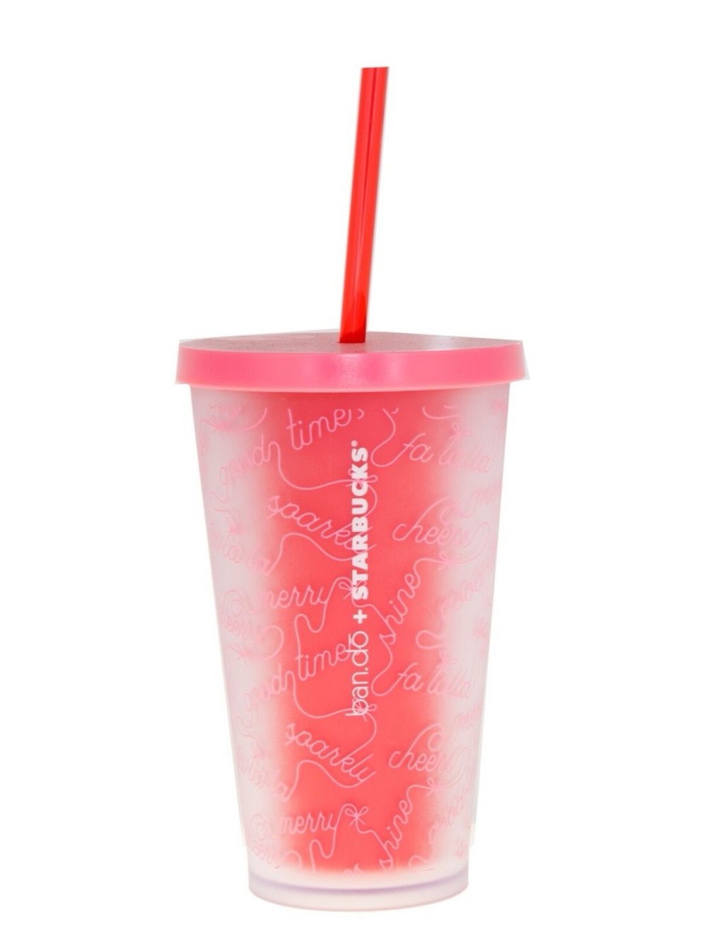 Starbucks Ban.Do 16 Oz Tumbler 2018 Pink Red Cold Cup Limited Edition Holiday